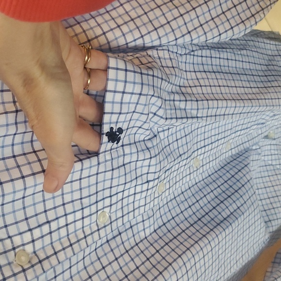 Walt Disney World Mickey Mouse Striped Oxford Button Embroidered Sz L Shirt Men - Picture 3 of 11